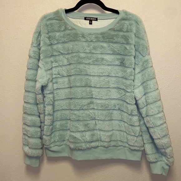 Steve Madden Sweaters - Steve Madden Size Large Mint Green Fuzzy Pullover Sweater 3289